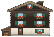 A chalet drawn by the same code with different choices