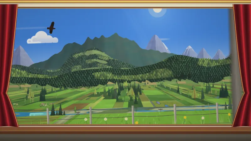 Alps by Train: farmland under the peaks